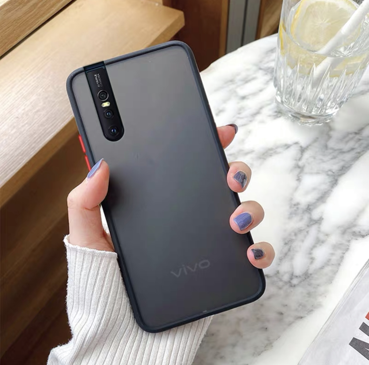 [ส่งจากไทย]Case Vivo V15Pro เคสกันกระแทก เคสโทรศัพท์ วีโว่ ขอบสีหลังขุ่น