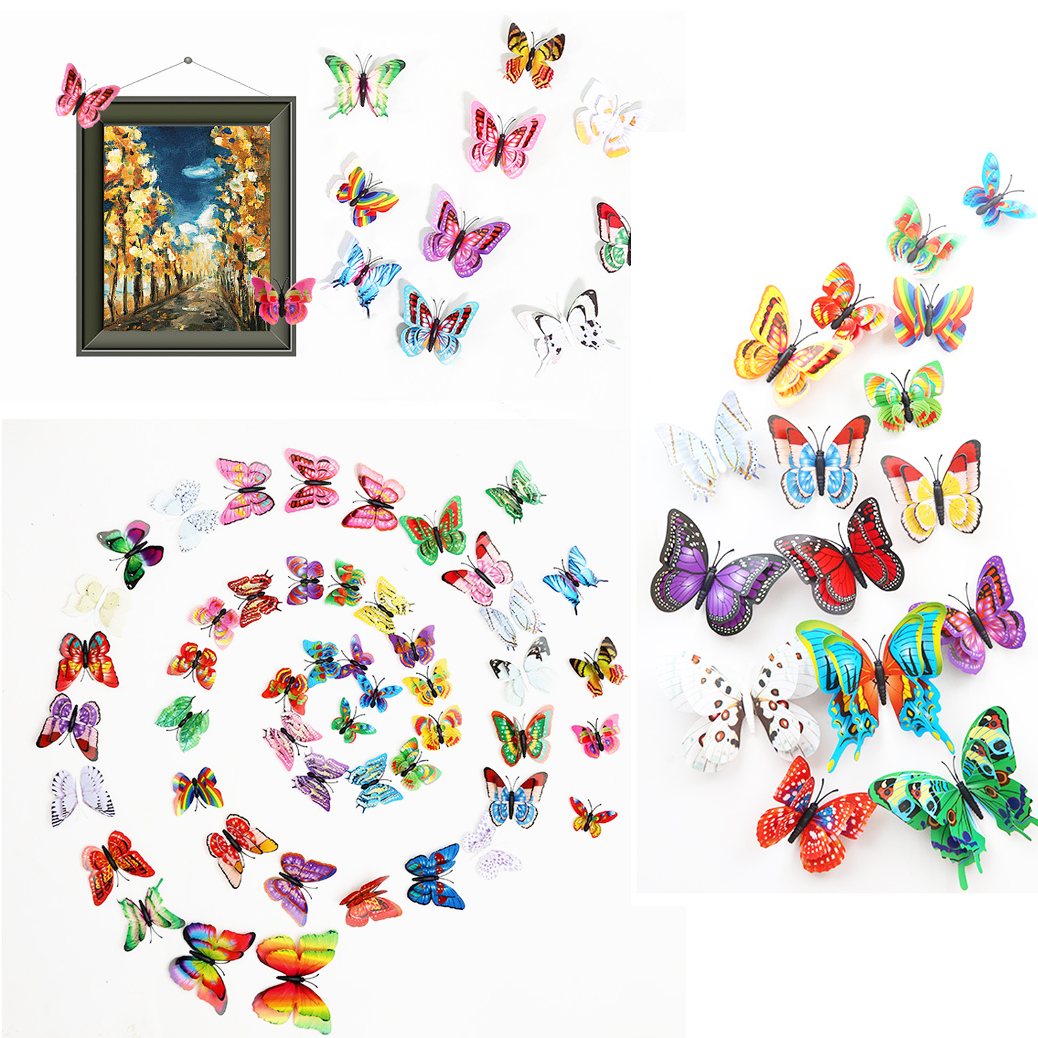 12/24pcs Butterfly Stickers 3D DIY House Wall Decoration Windows Mirror  Girls Room Decor Baby Nursery Decorative Art Decals Wall Sticker Double  Wings Vivid Design By Lisdripe