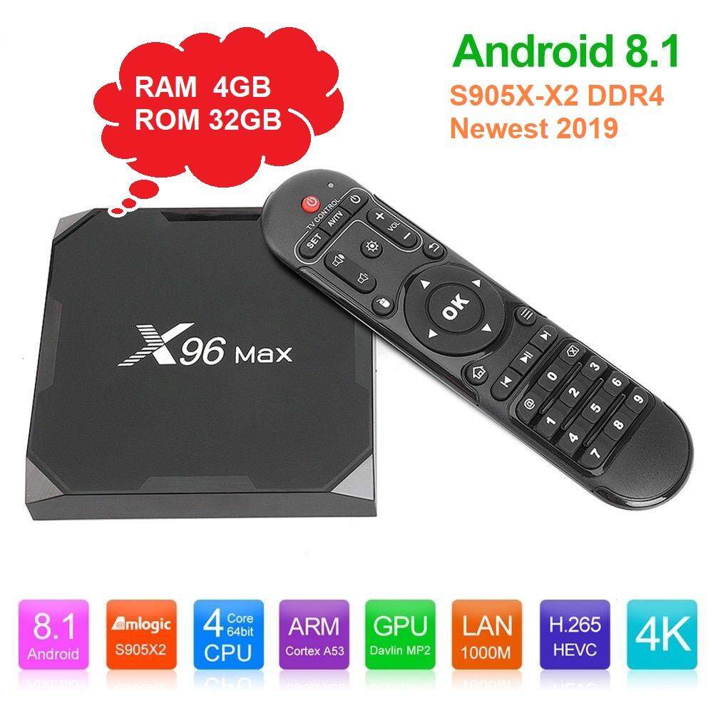  มหาสารคาม X96 Max Smart TV BOX Android 8.1 Amlogic S905X2 LPDDR4 Quad Core 4 GB 32GB 2.4G & 5 GHz Wifi BT 1000 M 4 K X96Max