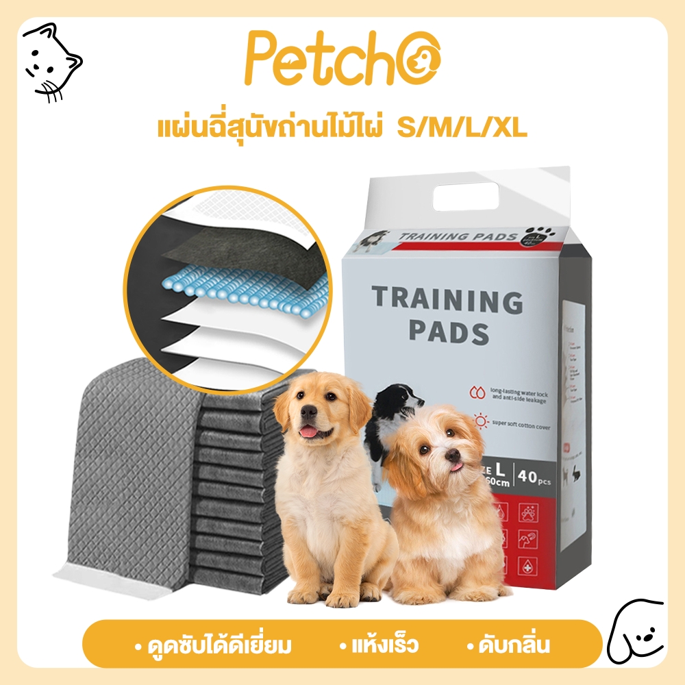 Petcho💢Charcoal Pee Pad, Dog Pee Pad, Cat Pee Pad, 6-layer Water Absorption, Odor Retention, Good Odor Control, Dog Training Pad ราคา 159 บาท*ส่งฟรี