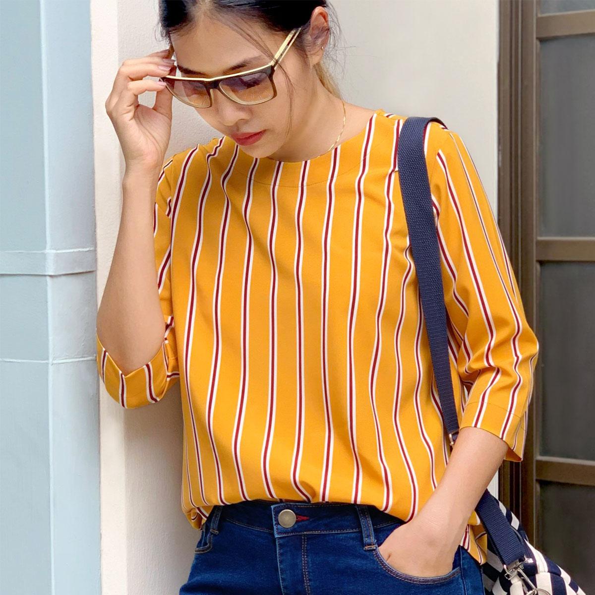 Portland Women เสื้อเบลาส์ แขนสามส่วน สีเหลือง Portland Women เสื้อเบลาส์ แขนสามส่วน สีเหลือง