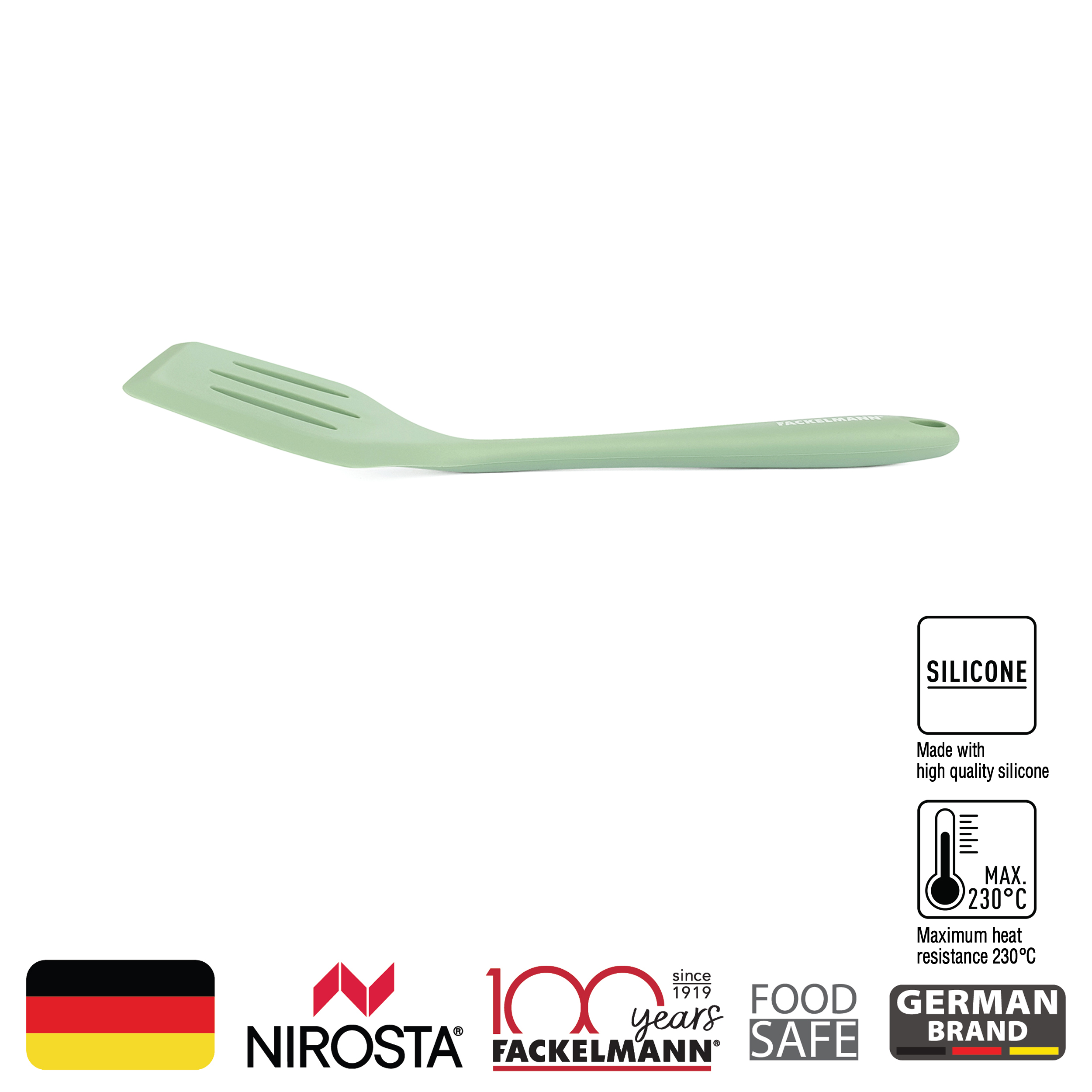 แฟคเคลมานตะหลิวซิลิโคนมีร่อง FACKELMANN SILICONE SLOTTED TURNER 6944804572988 ราคา 136 บาท*ส่งฟรี