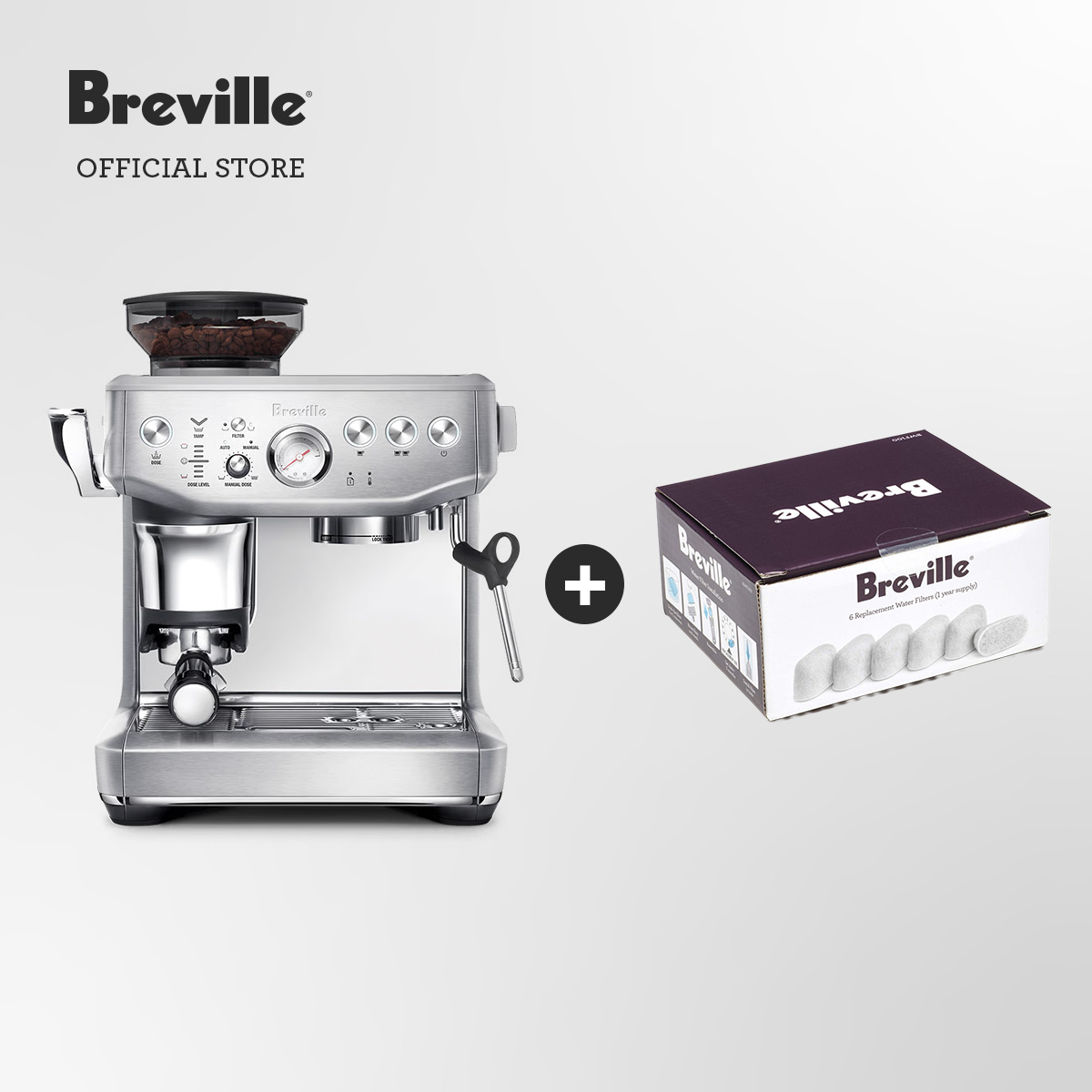 [Set] Breville the Barista Express Impress Coffee Machine Bes876 + Charcoal Water Filters (6 Pack) ราคา 46,000 บาท*ส่งฟรี