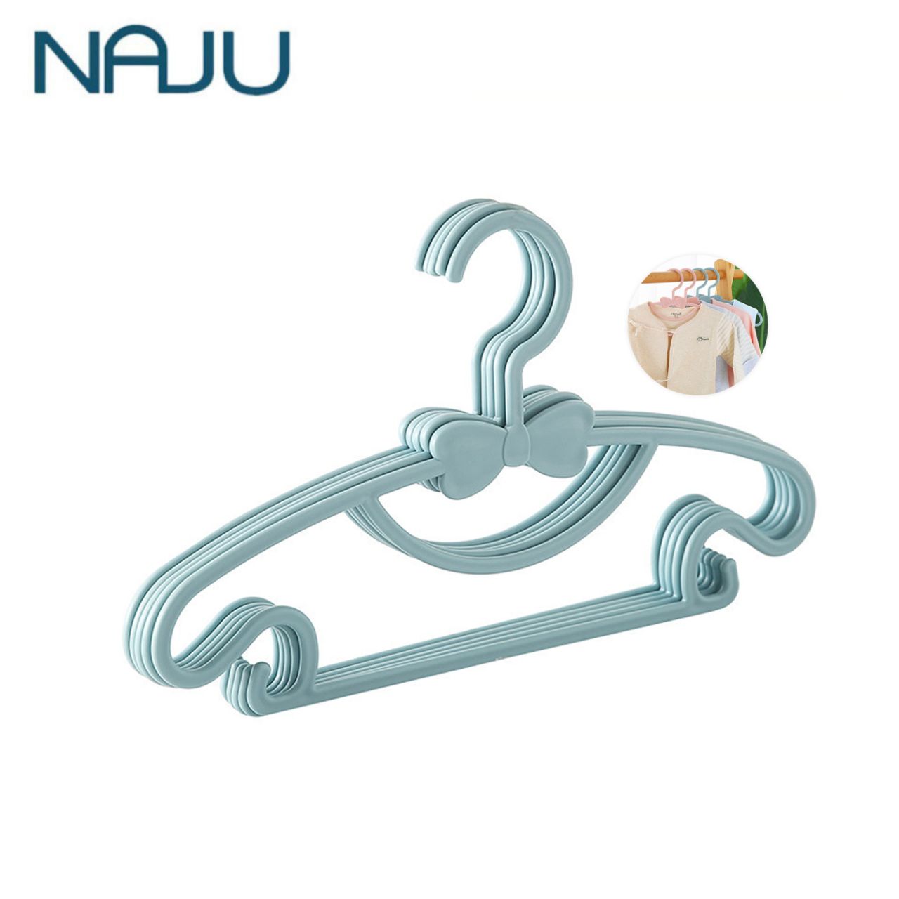 Naju ไม้แขวนเสื้อเด็ก สำหรับแขวนเสื้อผ้าเด็กแรกเกิด-10ขวบ ไม้แขวนพลาสติก 5ชิ้น 10ชิ้น ไม้แขวนเสื้อขนาดเล็ก แขวนเสื้อเด็ก coat hanger ราคา 16 บาท*ส่งฟรี