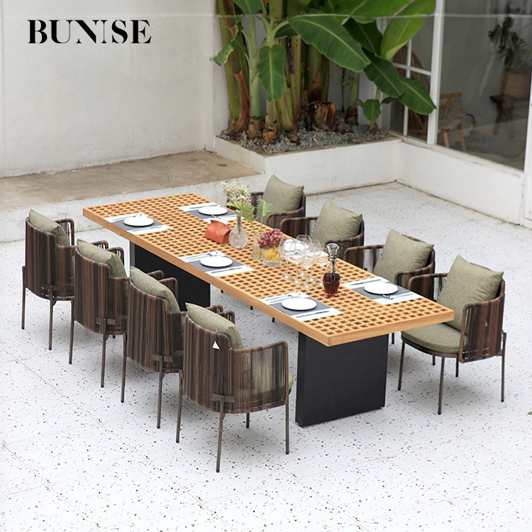 Bunise Scandinavian outdoor dining set p3405 dining table set Garden outdoor dining table set balcony beach sweet weave chair for dining table suitable for modern pool villa-Scandinavian style ราคา 10,203 บาท*ส่งฟรี