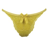 Annebra กางเกงใน ทรงตอง ผ้าลูกไม้ Thong Panty รุ่น AU3-761 สีเหลืองมัสตาร์ด , สีชมพูบานเย็น