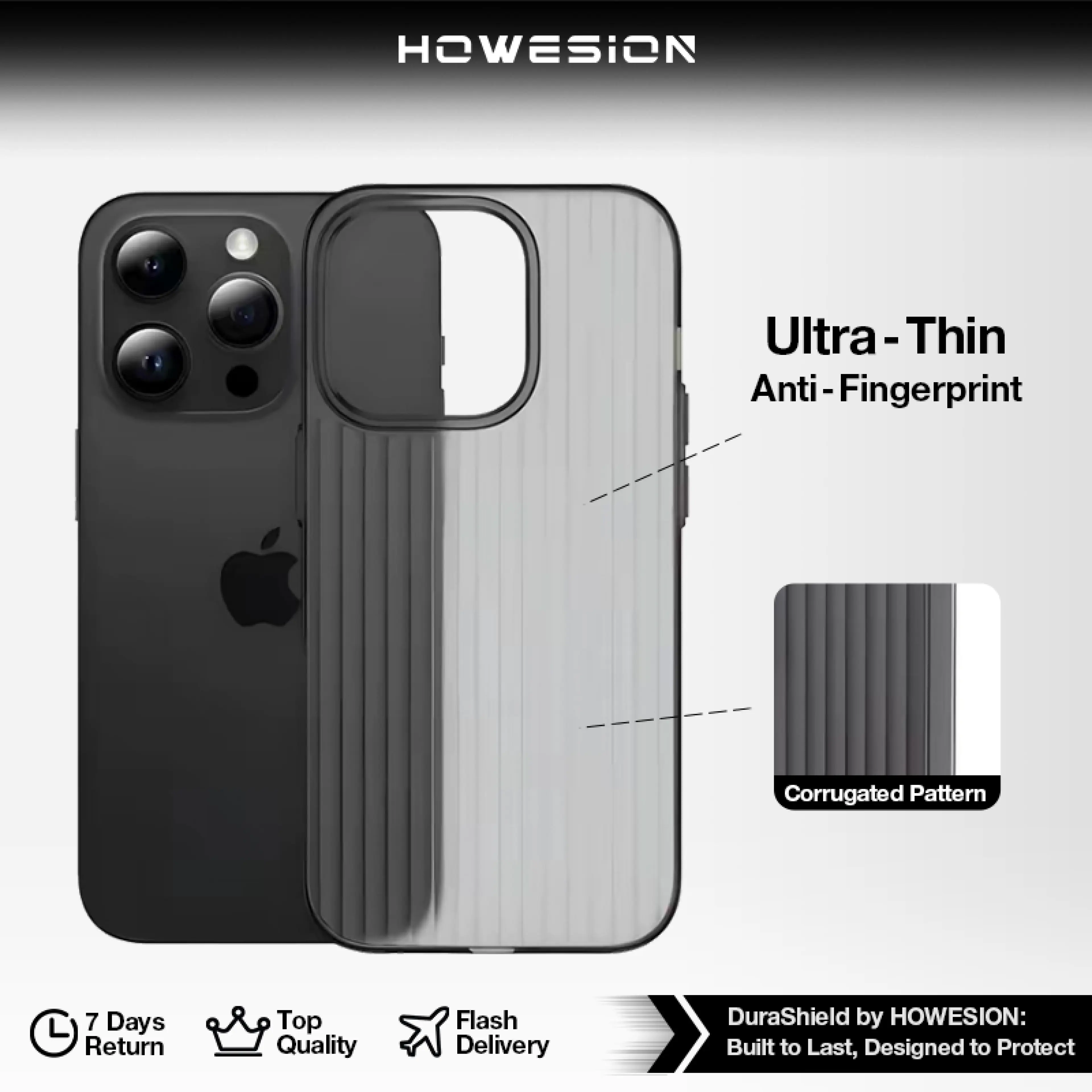 HOWESION Corrugated Shockproof TPU frosted Case For iPhone 16 Pro Max 15 14 13 Pro Max Slim Transparent [anti-yellowing] Cover