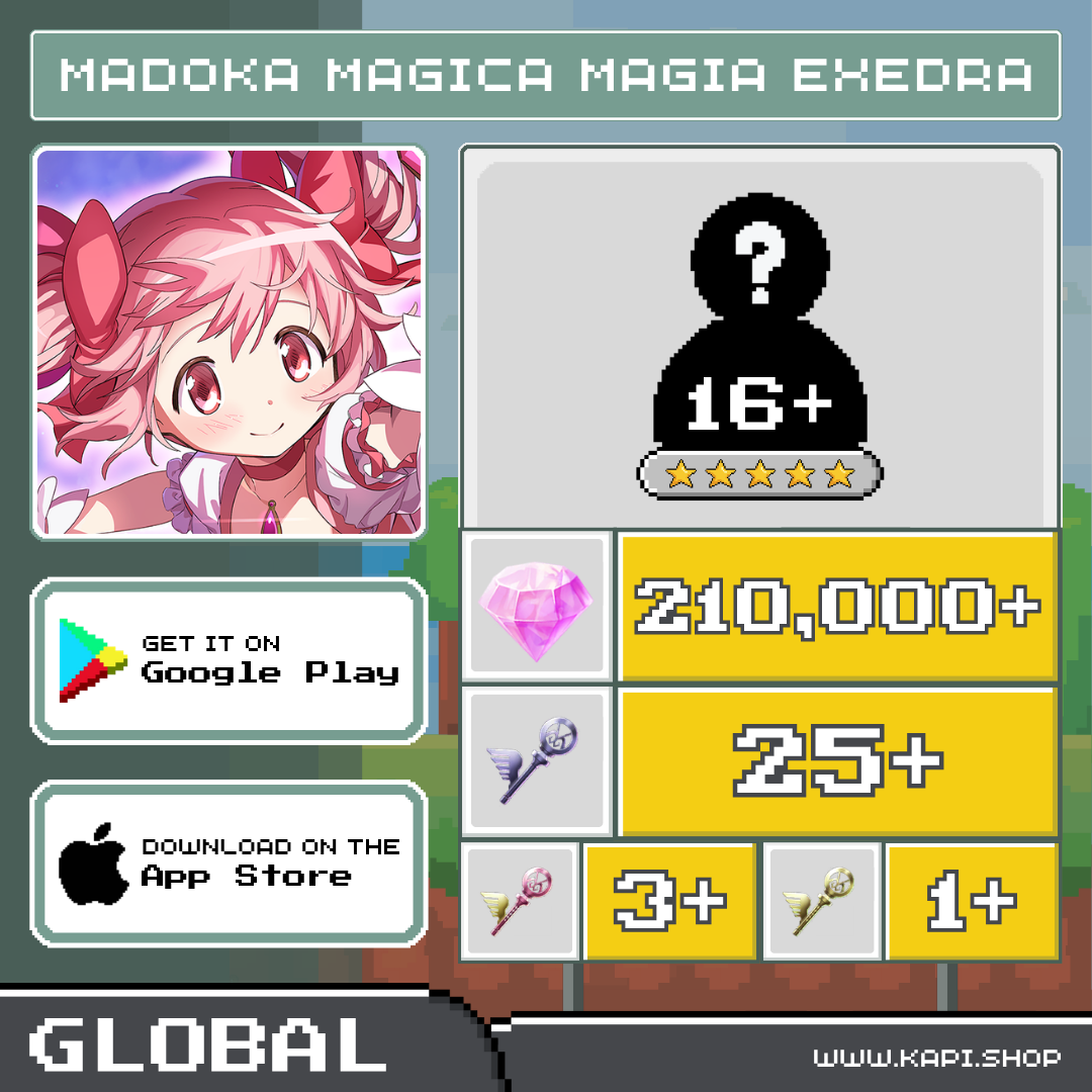 Madoka Magica Magia Exedra (Global) - 210,000+ Magica Stone + Random 5-Star Characters 16 or More. ราคา 155 บาท*ส่งฟรี