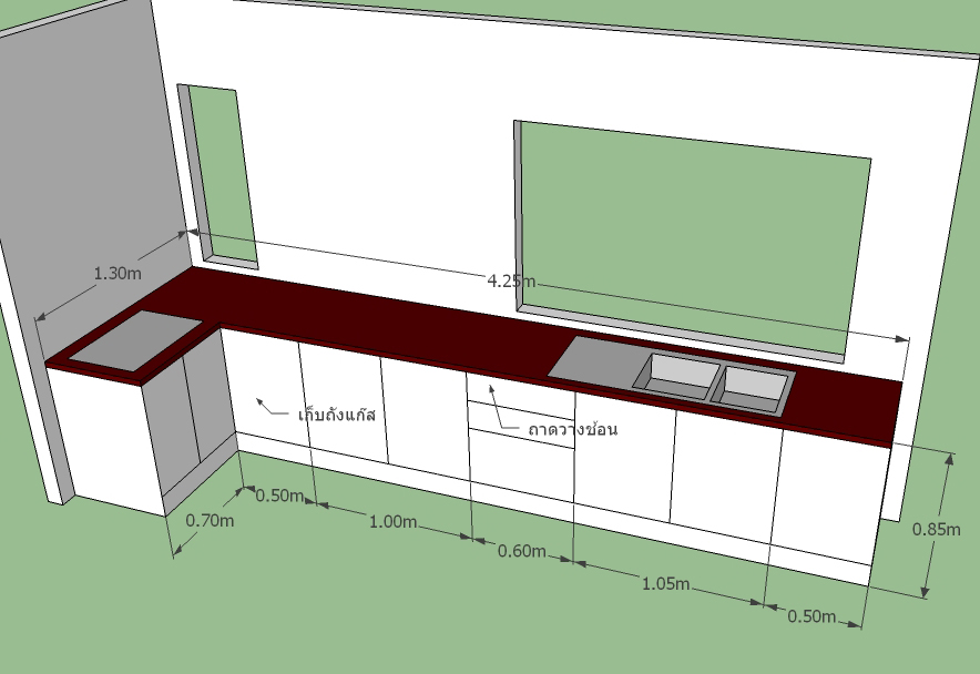 ชุดครัวบิ้วอินขนาด1.3*4.25ม. กันน้ำกันปลวก ราคา 74,000 บาท*ส่งฟรี