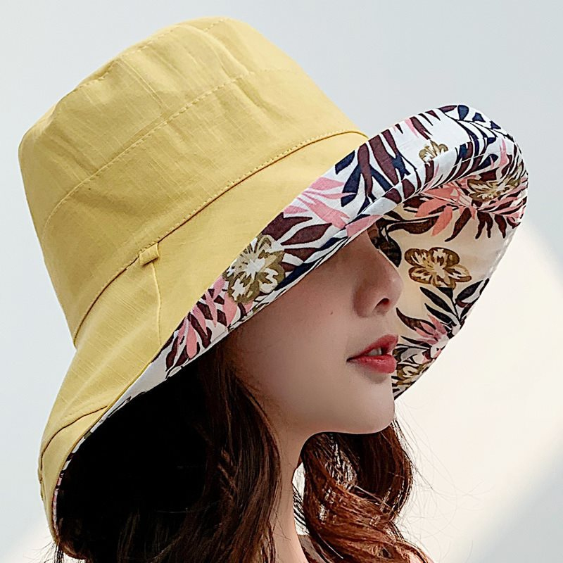 MONANICO 【 Stock】【Fan Discount】double ด้านข้างฤดูร้อนขอบใหญ่หมวกบังแดดสำหรับหญิงพระอาทิตย์ริมทะเลป้องกันหมวกกันยูวีญี่ปุ่นป่าหมวกชาวประมง (60ซม.)