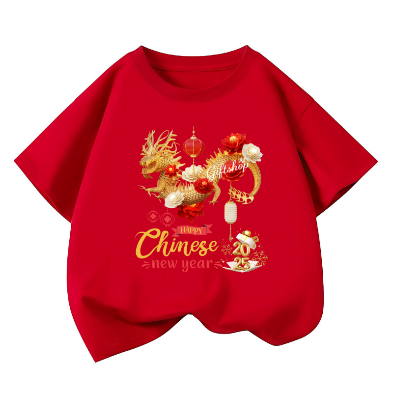 เสื้อยืดเด็กพิมพ์ลายเมอรี่คริสมาส[Merry christmas] สวัสดีปีใหม่[Happy New Year 2025] ตรุษจีน[Chinese New Year2025] สงกรานต์[Songkran Festival] " เสื้อสีแดง " ราคา 56 บาท*ส่งฟรี