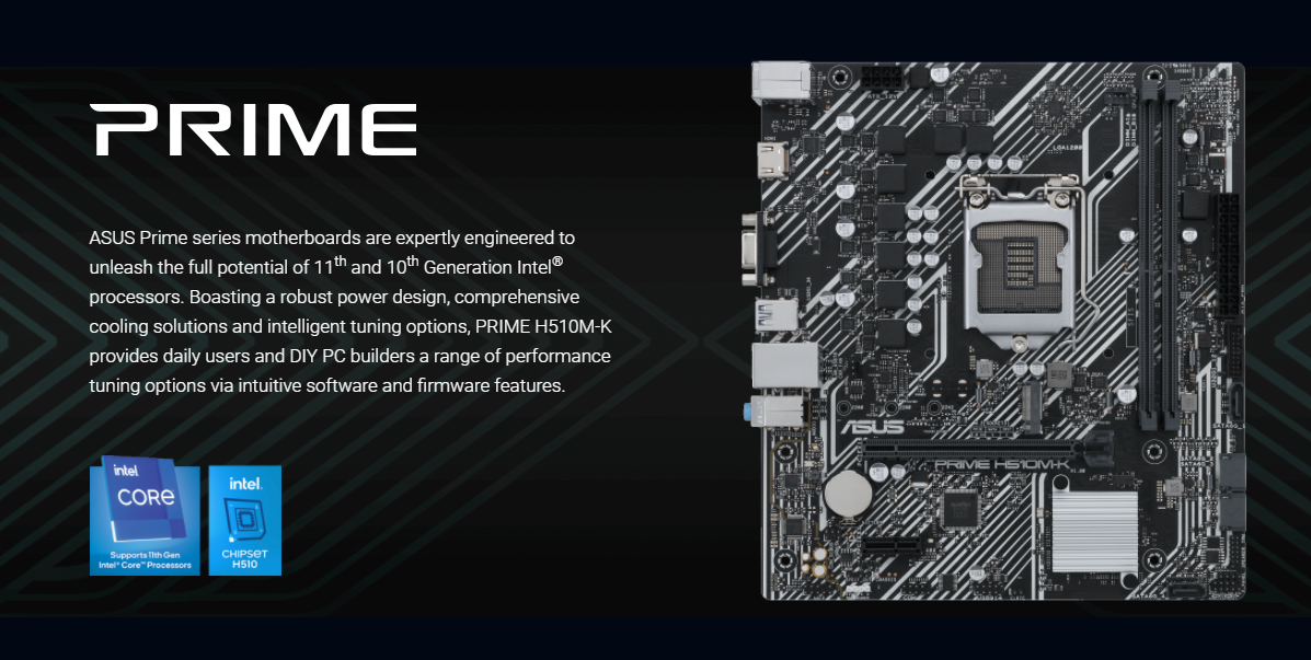 มุมมองเพิ่มเติมของสินค้า ASUS PRIME H510M-K MAINBOARD เมนบอร์ด Intel LGA 1200 ( h510 h510m h410 h410m ) ออกใบกำกับภาษีได้