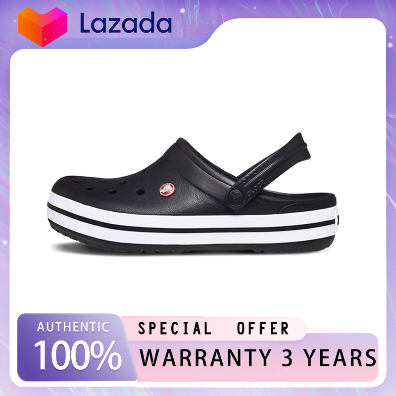 ของแท้ 100% Crocs Classic Bayaband Clog 'Black White' Non-Slip Thick Sole Beach 11016-001 Men's and Women's Sports Sandals รองเท้าแตะ ราคา 1,290 บาท*ส่งฟรี