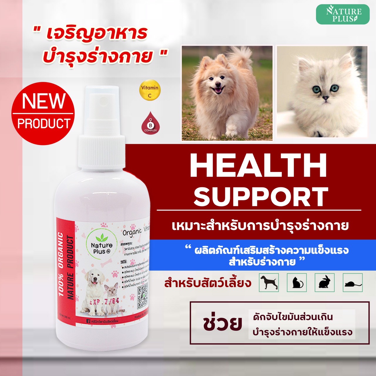 nature plus ว ตาม นน องหมา ว ตาม นหมาอ วนแมวอ วน ว ตาม นบำร งหมาอ วน ทานได ท งหมาแมวท กสายพ นธ ช วยให เจร ญอาหาร ขนาด 30 ml