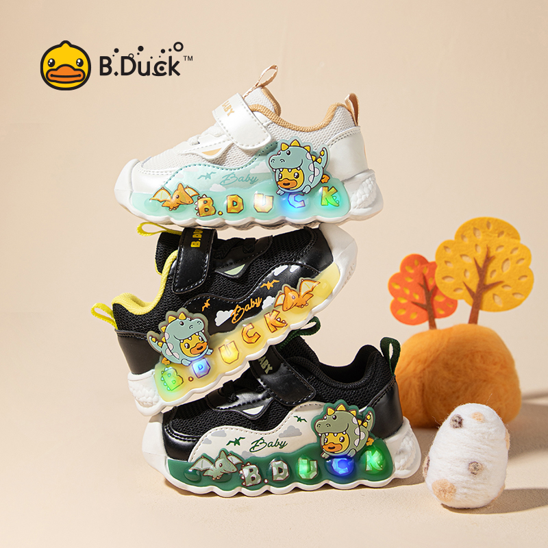 B.Duck Sneakers Children's Sports Shoes Spring and Autumn New Luminous Shoes Children's Luminous Shoes Baby Shoes Mesh Breathable ราคา 1,059 บาท*ส่งฟรี