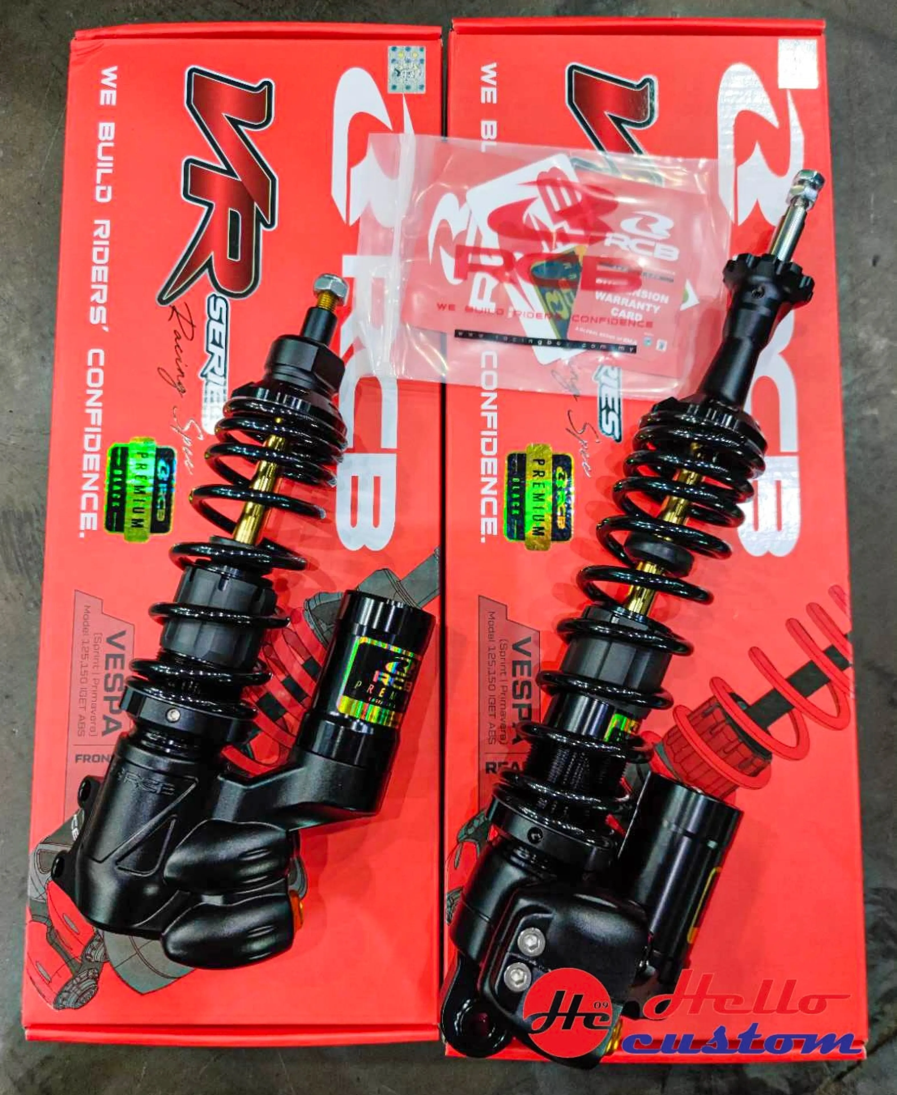 Front Shock, Rear Shock, Rcb Vr Series for Vespa Sprint / Primavea, Size Front-230Mm. Rear-370Mm. Racing Boy