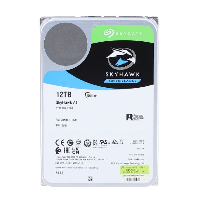 12 TB 3.5" HDD (ฮาร์ดดิสก์ 3.5") SEAGATE SKYHAWK AI - SATA3 (ST12000VE001) ราคา 14,860 บาท*ส่งฟรี
