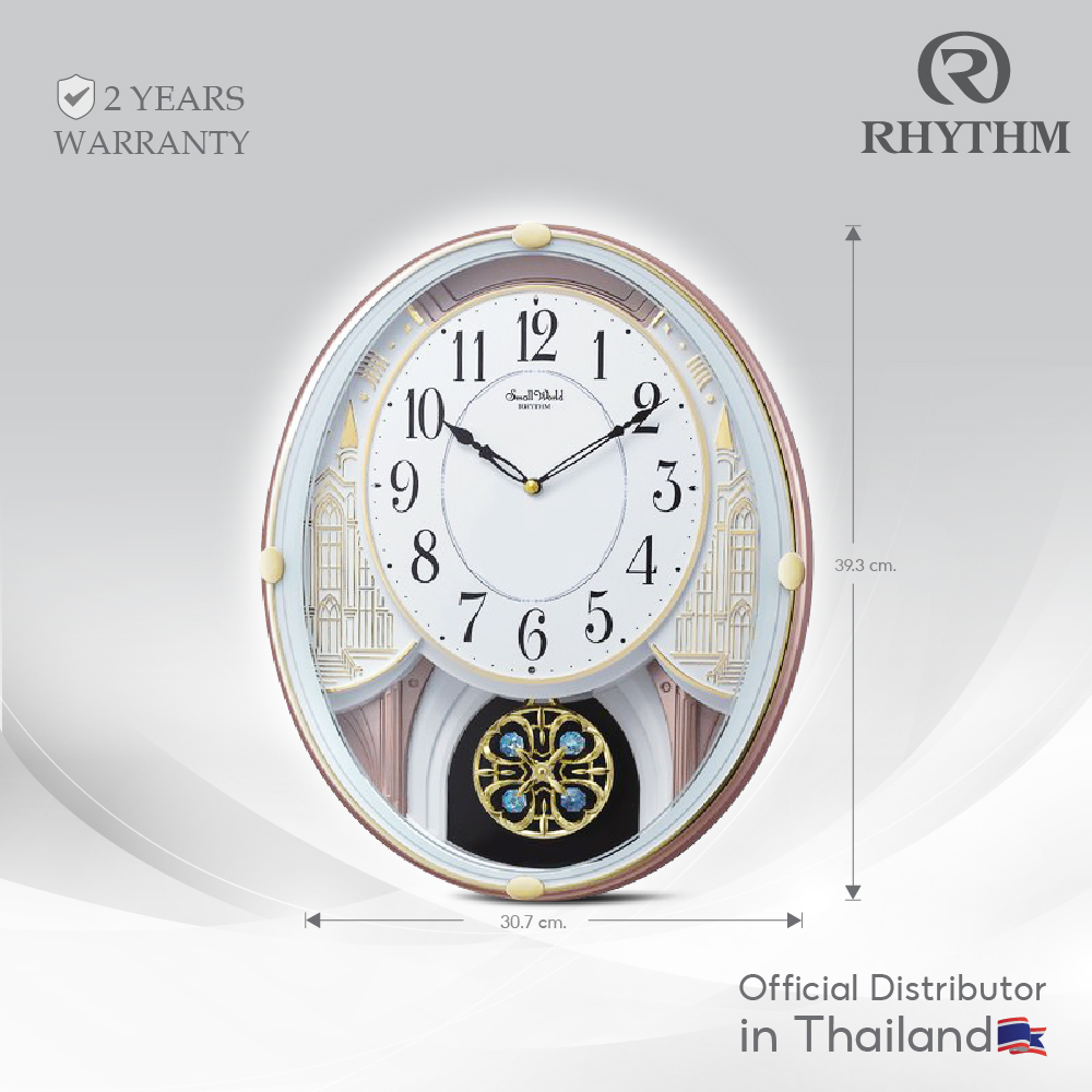 นาฬิกา RHYTHM แบบแขวน รูปทรงวงรี เสียงเพลงเมโลดี้ 30 เสียง และ 6 เสียงเพลงคริสต์มาส สีขาวทอง-4MJ438WR13 ราคา 4,990 บาท*ส่งฟรี