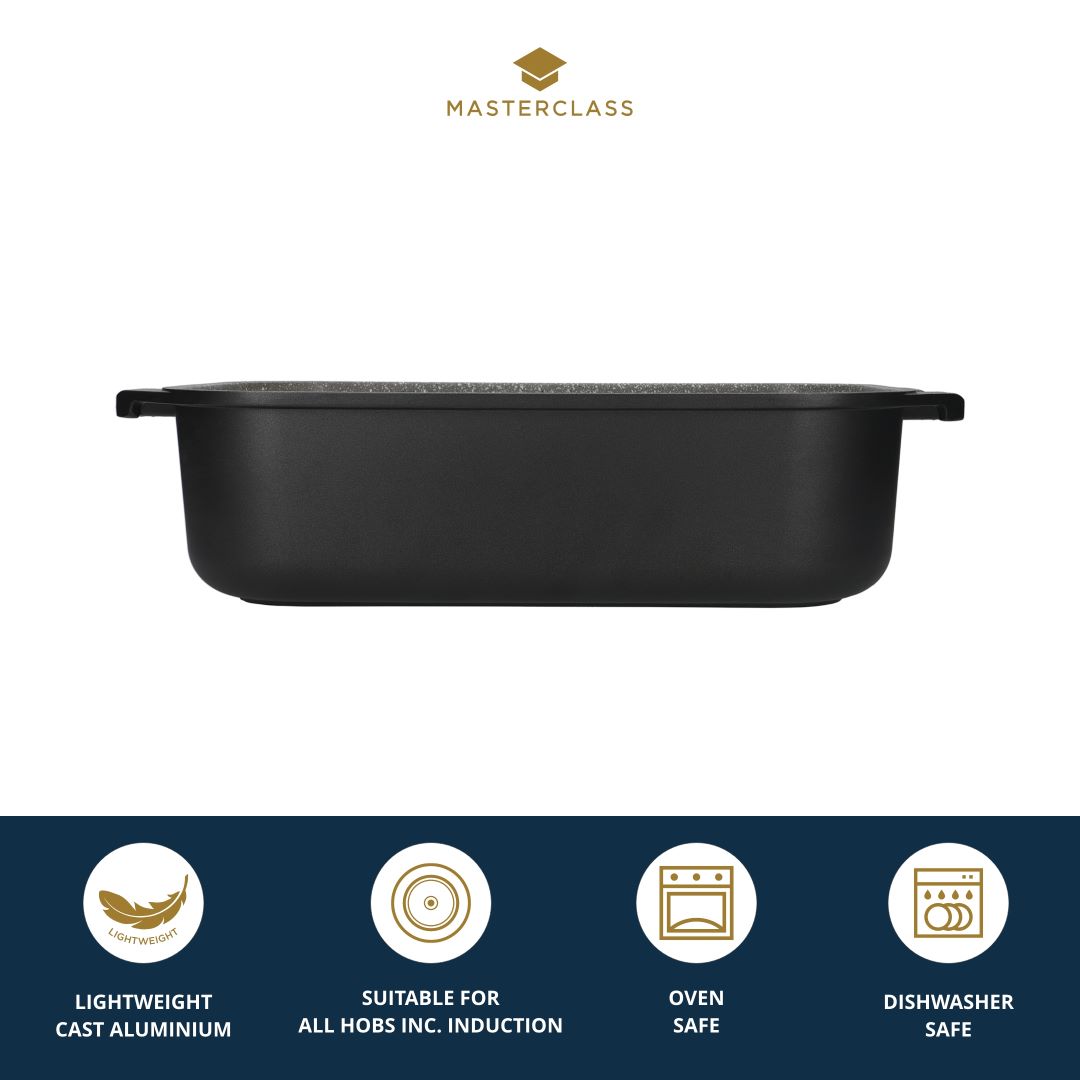 MasterClass Large Roasting Tin with Handles , Lightweight Cast Aluminium , Induction Hob and Oven Safe , Black , 41 x 26 cm ราคา 1,511 บาท*ส่งฟรี