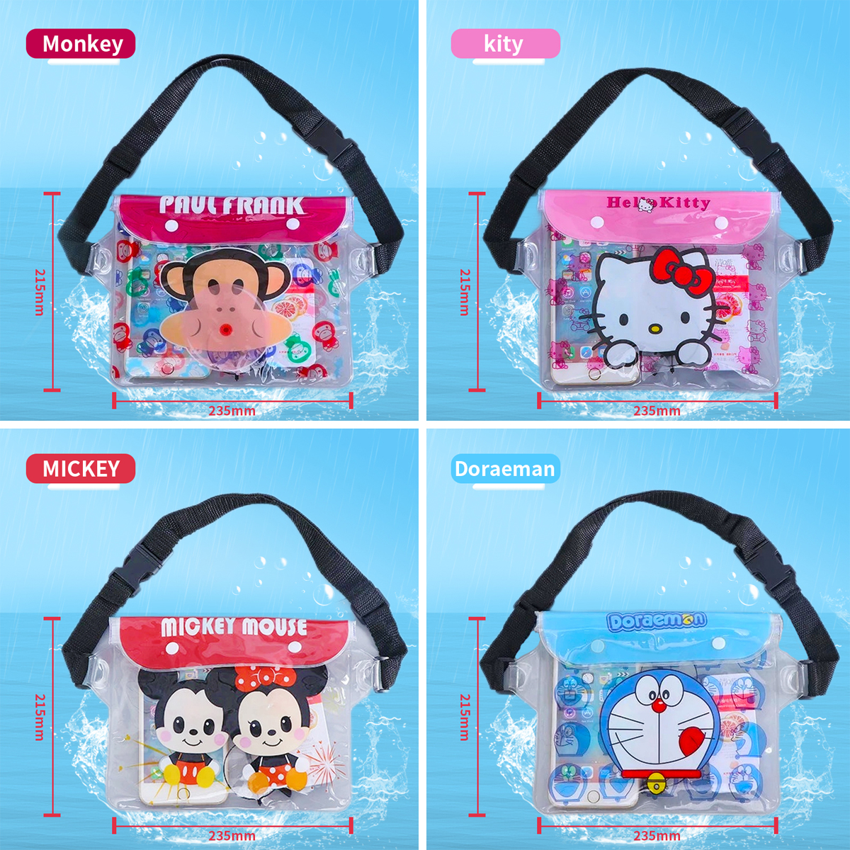 💦🔥กระเป๋ายางกันน้ำ ซองกันน้ำ กระเป๋าคาดเอว เบาสบาย ใบเล็ก ใช้สำหรับใส่โทรศัพท์หรือตังค์ต่างๆ กระเป๋าสงกรานต์️🛍️💼 ราคา 24 บาท*ส่งฟรี