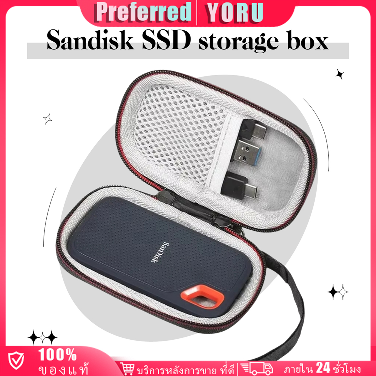 กระเป๋าฮาร์ดเคสสําหรับ San Disk 250GB 500GB 1TB 2TB SSD SDSSDE60 พร้อมส่งจากไทย จัดส่งรวดเร็ว ราคา 89 บาท*ส่งฟรี