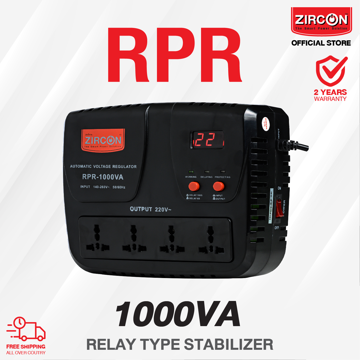 Free Delivery! Stabilizer Rpr 1000Va Voltage Regulator Economical Model Suitable for Tvs, Refrigerators, Prevents Power Outages (No Backup Power When the Power Goes Out) 2 Year Warranty Official Store ราคา 1,590 บาท*ส่งฟรี