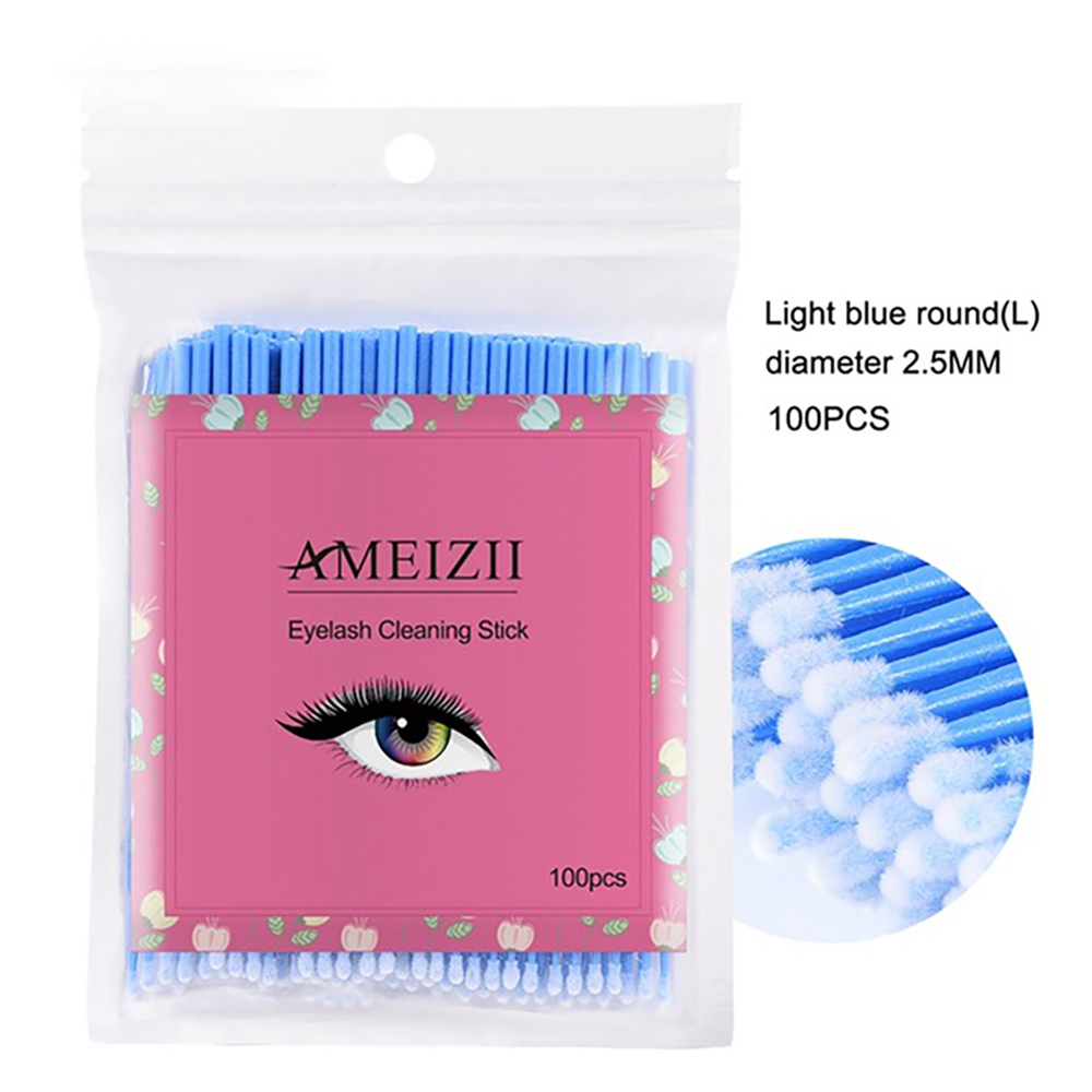 AMEIZII แท่งทำความสะอาดขนตา แปรงแต่งหน้าขนตาแบบใช้แล้วทิ้งมินิสำลี 100 สำลีสำลีก้านสำลีต่อขนตาเครื่องมือเครื่องสำอาง (S M L) Eyelash Cleaning Stick