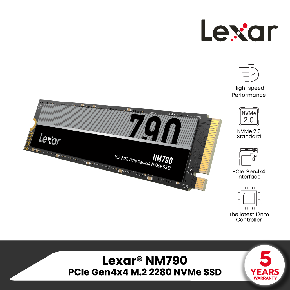 Lexar NM790 1TB Internal SSD (เอสเอสดี ภายใน) M.2 2280 PCIe NVMe Gen4×4 RW7400/6500 (LNM790X001T) ใช้กับ PlayStation5 ราคา 3,750 บาท*ส่งฟรี