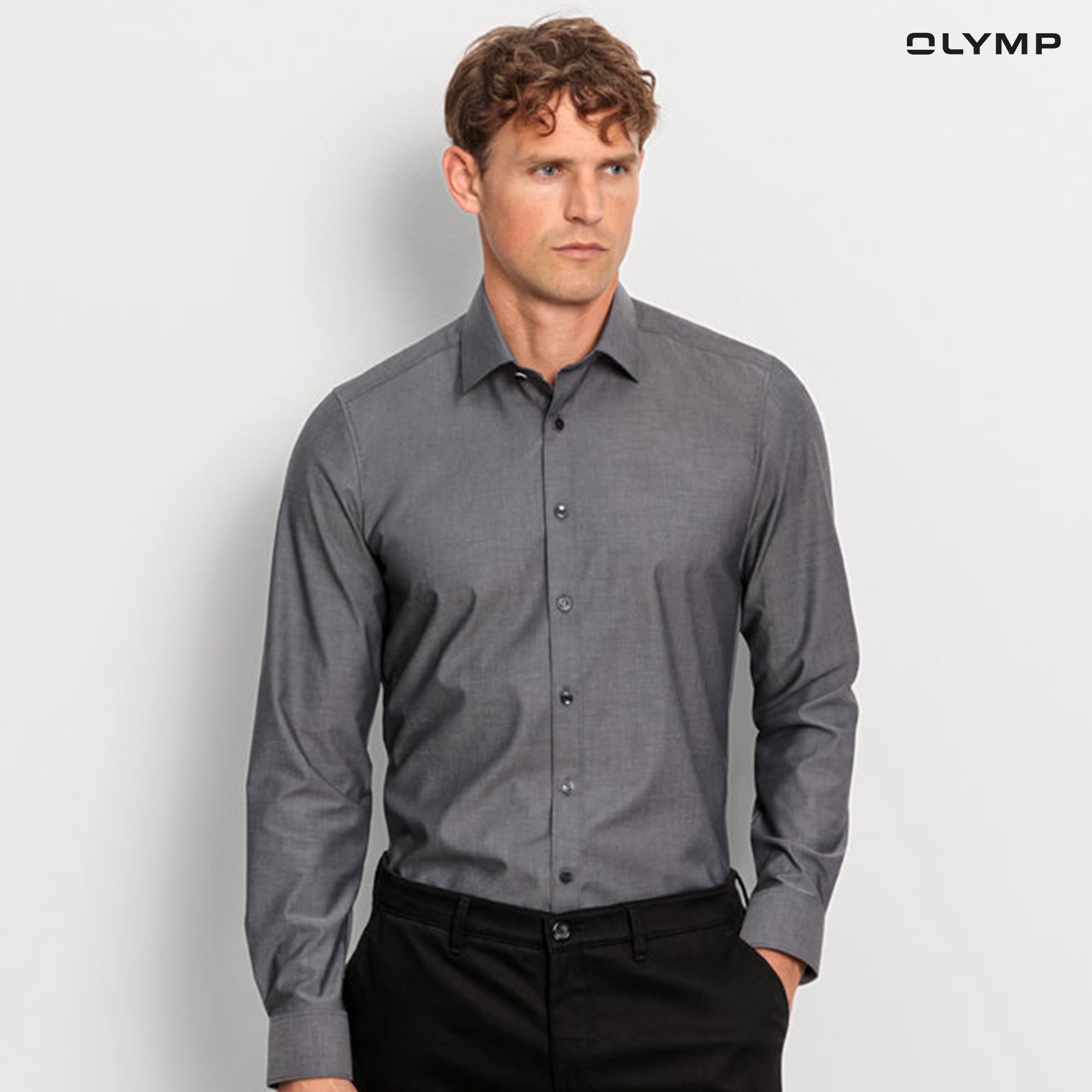 OLYMP Level Five Business shirt, body fit, New York Kent, Navy blue ราคา 1,400 บาท*ส่งฟรี
