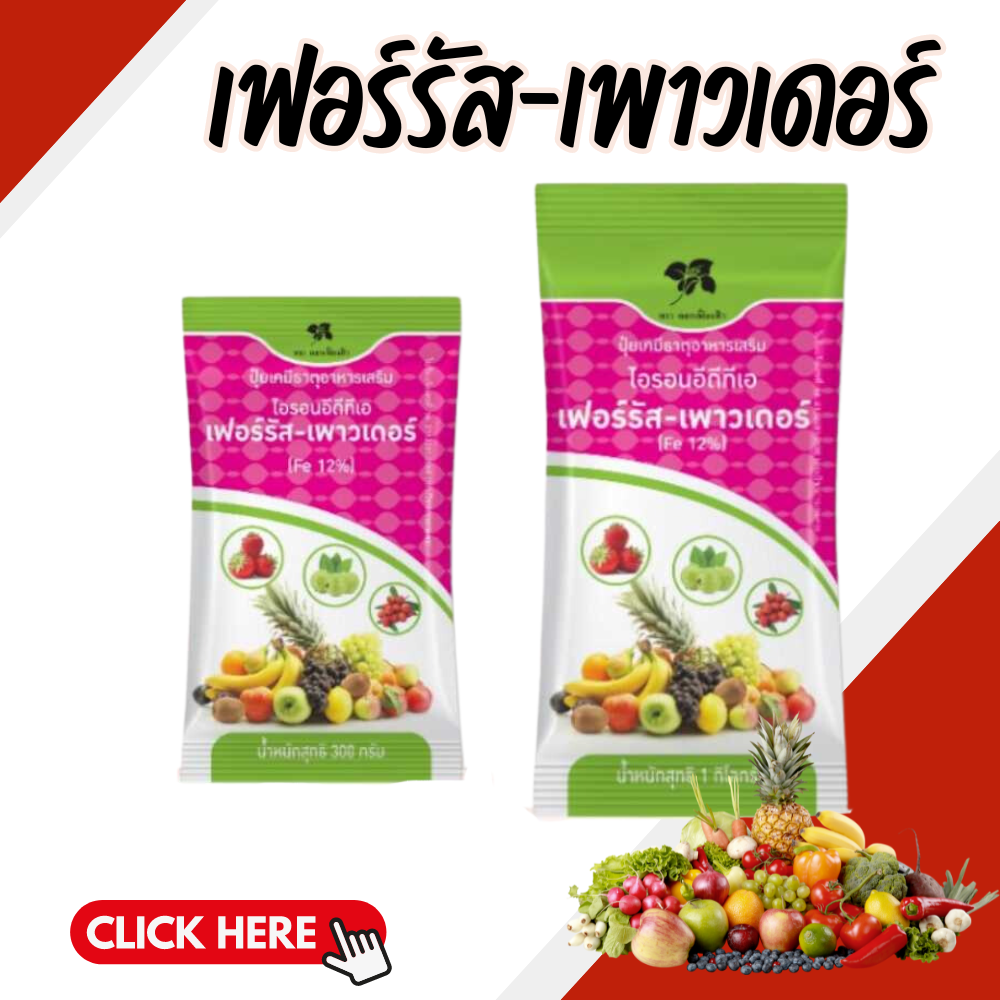 Giffarine ferruse fertilizer-Iron Power (Fe) 12% is a supplement element in the form of EDTA powder. ราคา 500 บาท*ส่งฟรี