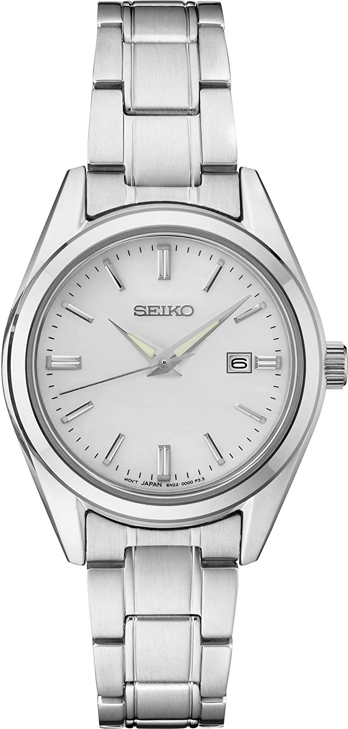 Đồng hồ Seiko cổ sẵn sàng (SEIKO SUR633 Watch) Seiko Essentials Japanese  Quartz With Stainless Steel Strap, Silver (Model: SUR633) [Hộp & Sách hướng  dẫn của Nhà sản xuất + Người bán