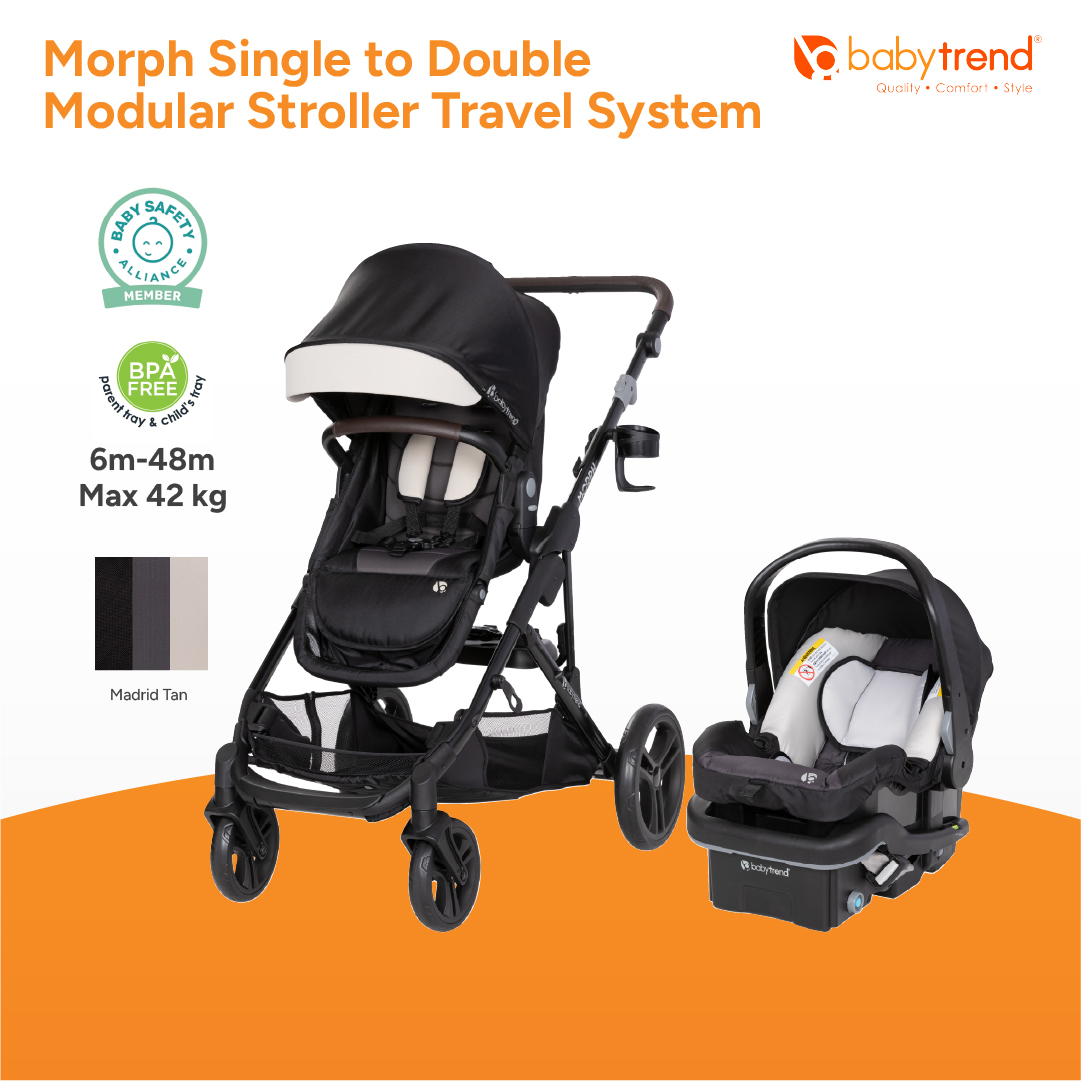 Baby Trend - Morph Single to Double Modular Stroller Travel System Baby Stroller Can Be Adapted to Include 2 Seats. ราคา 23,650 บาท*ส่งฟรี
