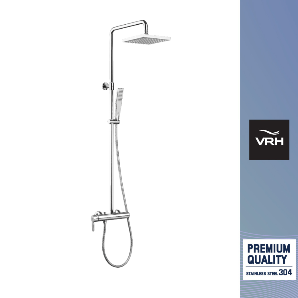 VRH ฝักบัวอาบน้ำ 7/8" รุ่น 144RCS หัว 8" สี่เหลี่ยม+177AES (ช็อตTHE RIVER) ผิวเงา FJVHS-A145AP ราคา 10,395 บาท*ส่งฟรี