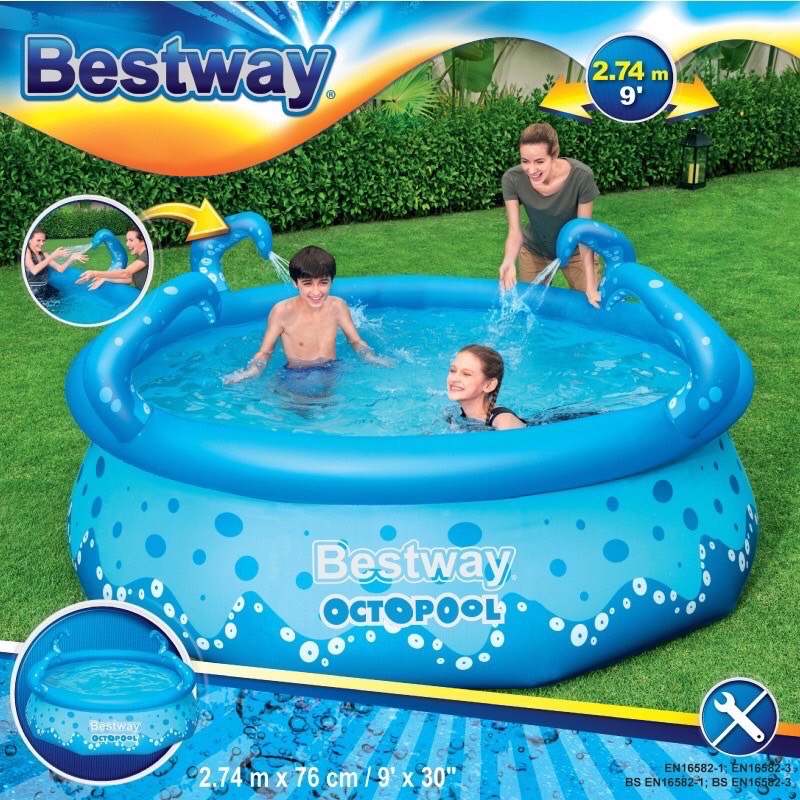 Bestway Octopool สระน้ำเด็กเป่าลม ทรงกลมขนาดใหญ่9ฟุต ราคา 2,590 บาท*ส่งฟรี