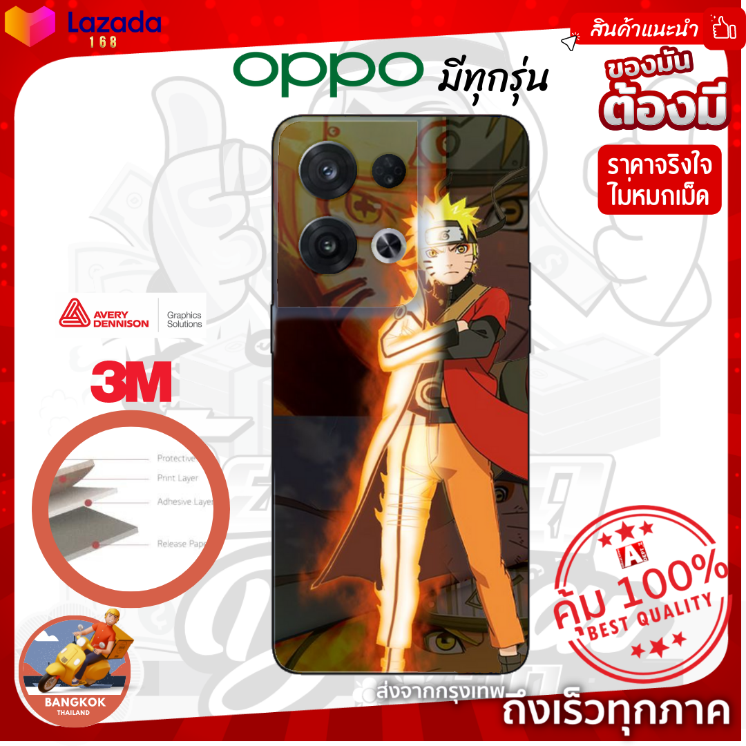 ฟิล์มกันรอยด้านหลัง+ขอบข้างบางรุ่น กันเคสกัด ลายนารูโตะ สำหรับ OPPO มีทุกรุ่นสอบถามได้ ส่งด่วนจากกรุงเทพ