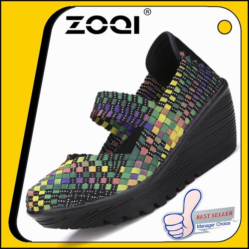 ZOQI รองเท้าแฟชั่นทั้งหมดตรงกับหนาด้านล่างเพิ่มความสูงรองเท้า Breathable และเหงื่อ - ดูดซับภายในประณีตทำด้วยมือทอเทคโนโลยีสวมใส่ - ความต้านทานและสะดวกสบาย Sole