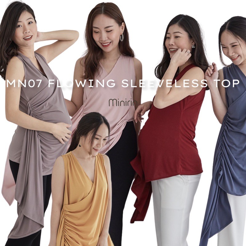 MN07 Flowing sleeveless top เสื้อคลุมท้อง เสื้อให้นม คลุมท้องและให้นมได้ 2in1 ราคา 750 บาท*ส่งฟรี