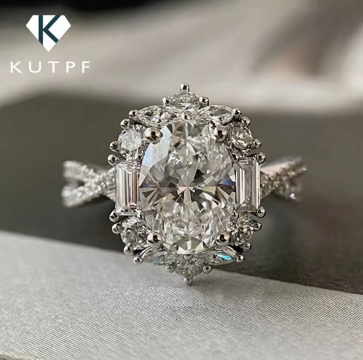 2 Carat D Color Oval Cut Moissanite Diamond Rings with Gra 925 Sterling Silver Engagement Rings Promise Wedding Ring for Women ราคา 1,837 บาท*ส่งฟรี