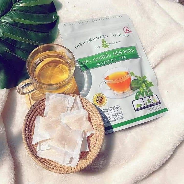 Real Moringa tea, Gen-Herb brand, concentrated Moringa herbal drink, adjusts blood pressure, diabetes, blood sugar, sleep well. ราคา 129 บาท*ส่งฟรี