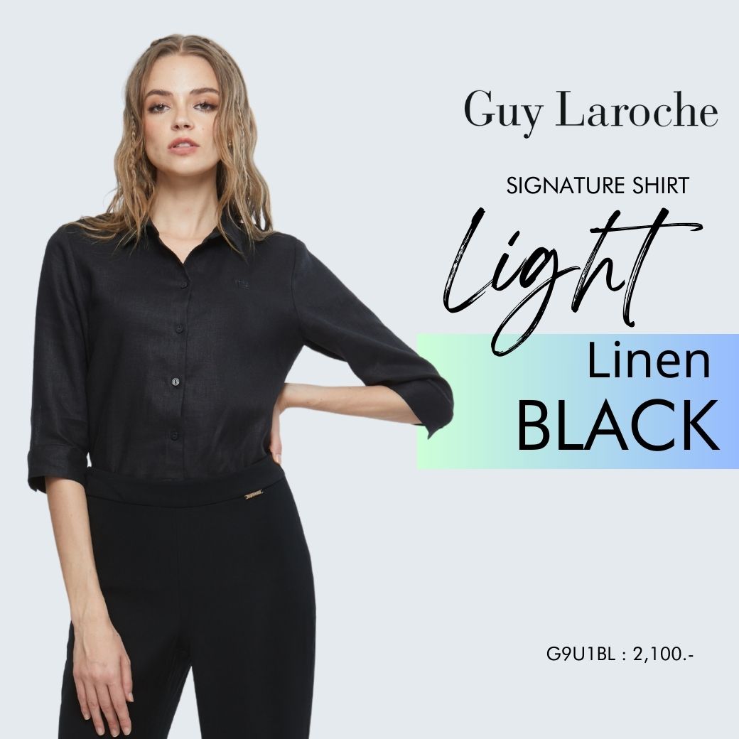 GuyLaroche - LightLinenSignatureshirt เสื้อเชิ้ตผู้หญิง แขนสามส่วน สีดำ G9U1BL ราคา 2,100 บาท*ส่งฟรี