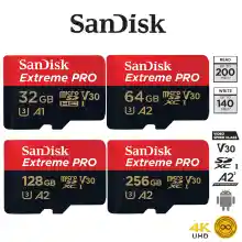 ภาพขนาดย่อของสินค้าSanDisk Extreme Pro Micro SD Card SDHC 32GB SDXC 64GB 128GB 256GB 512 GB 1TB Speed R/W 200/140MB/s (SDSQXCD) เมมโมรี่ การ์ด Gopro8 Gopro9 Drone