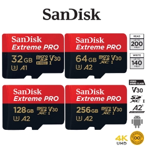 สินค้า SanDisk Extreme Pro Micro SD Card SDHC 32GB SDXC 64GB 128GB 256GB 512 GB 1TB Speed R/W 200/140MB/s (SDSQXCD) เมมโมรี่ การ์ด Gopro8 Gopro9 Drone