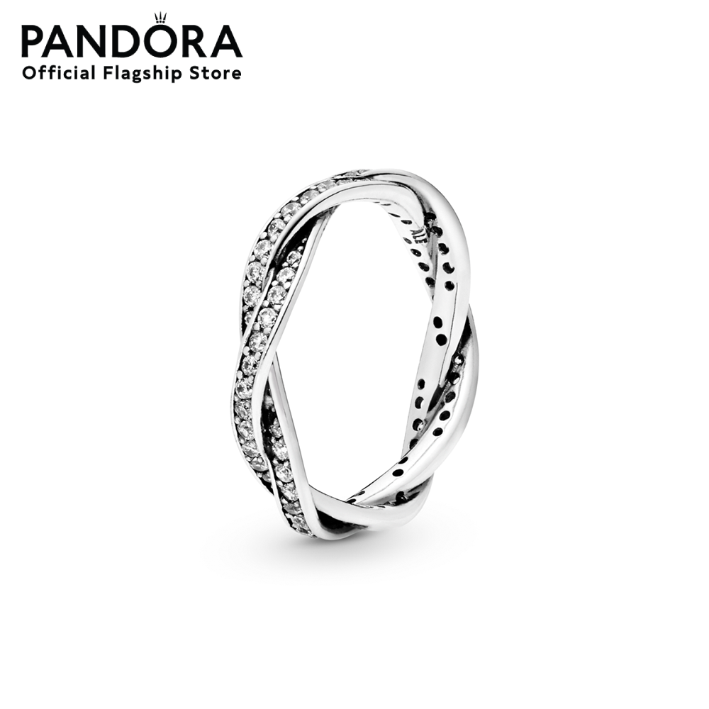 แหวนแฟชั่น Pandora Braided pave silver ring with cubic zirconia เครื่องประดับ แหวน แหวนเงิน สีเงิน แหวนสีเงิน แหวนแพนดอร่า แพนดอร่า