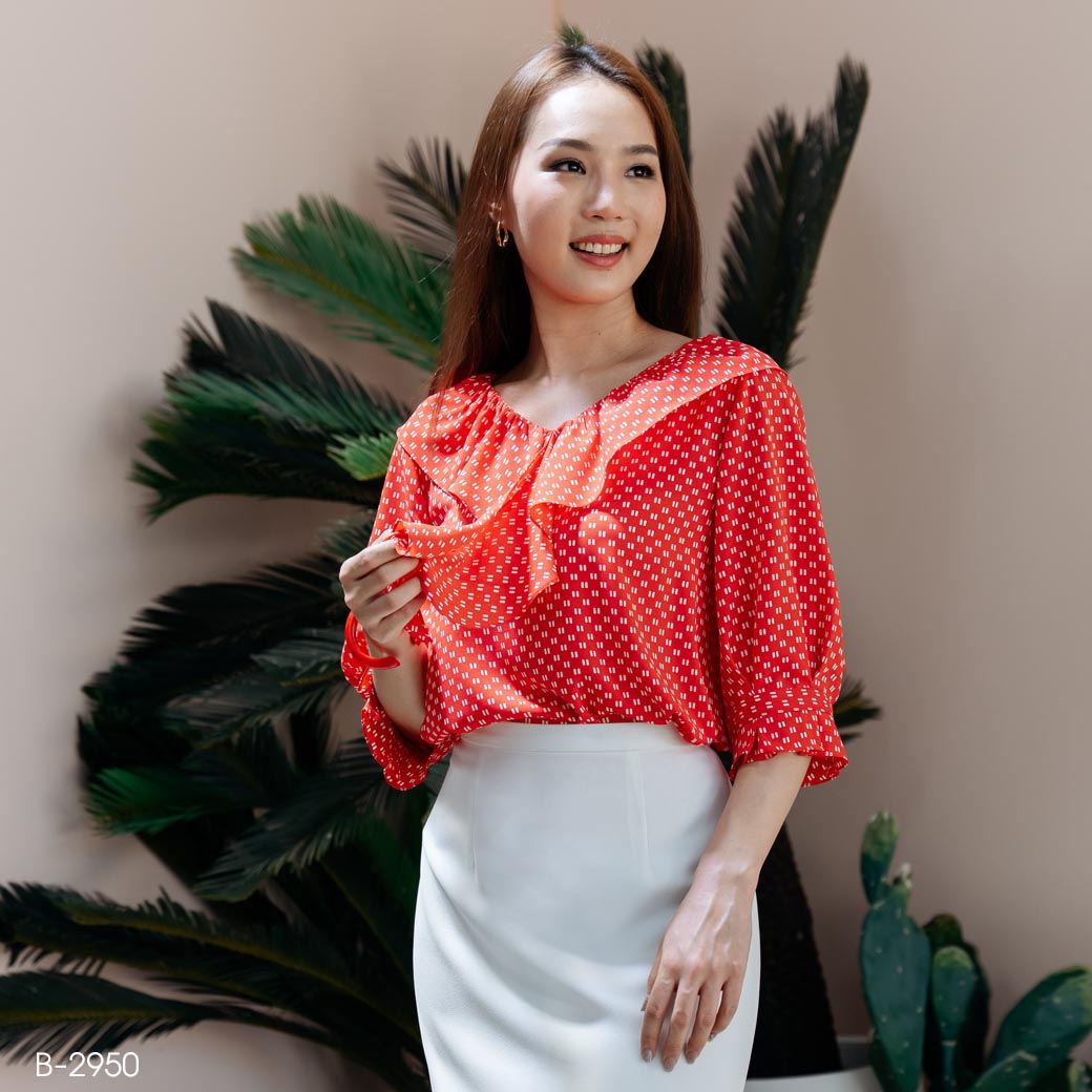 เสื้อเชิ้ตผู้หญิง เสื้อทำงานแฟชั่นเรียบหรู MIKIKO Blouse MI-B2950 ชีฟองโดบี้ แขนยาว IGPU25-3 PCE3690 ราคา 2,829 บาท*ส่งฟรี