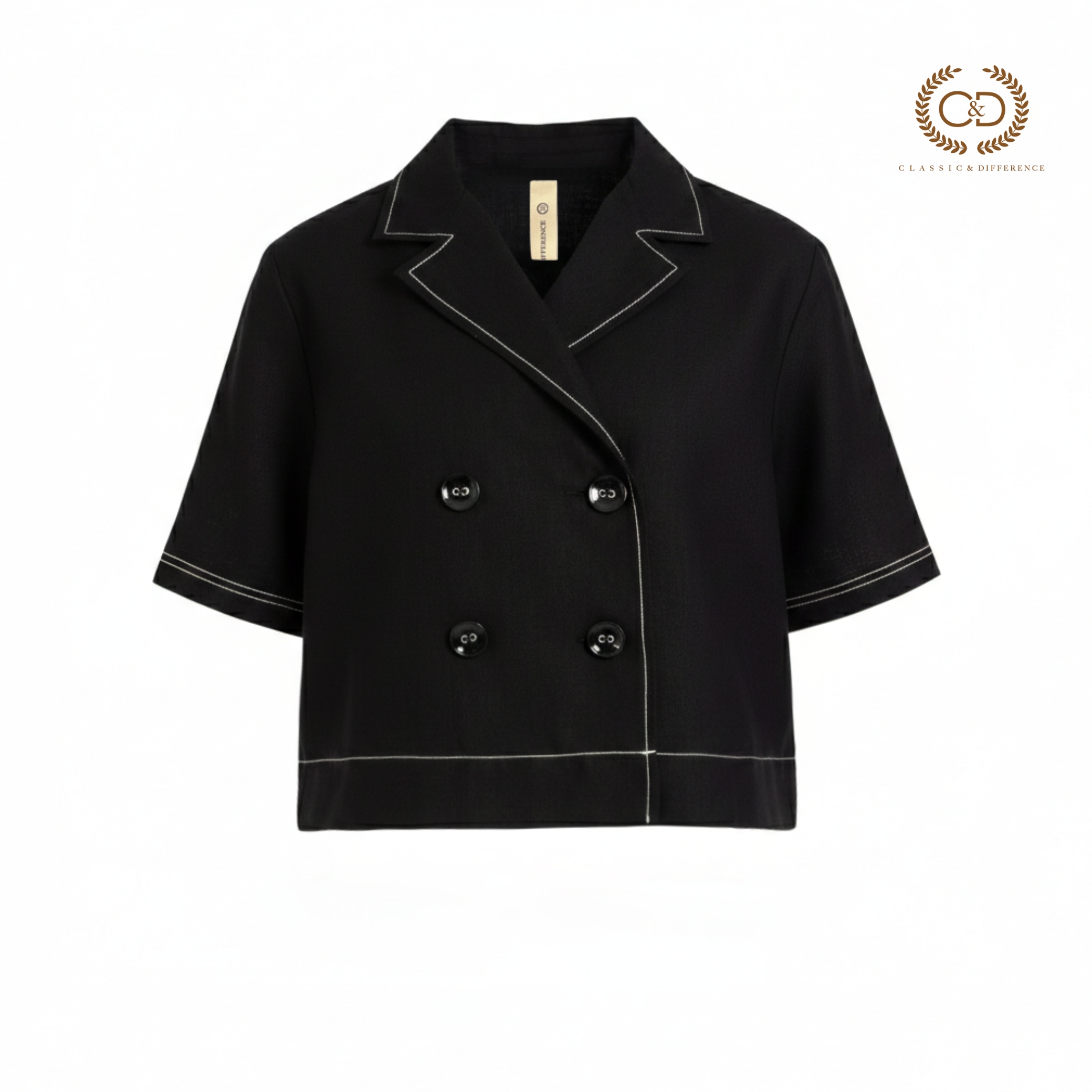 C&D Woman's Blouse Linen Fusion Women's Shirt, Short Sleeves, Black C9Zvbl ราคา 2,099 บาท*ส่งฟรี