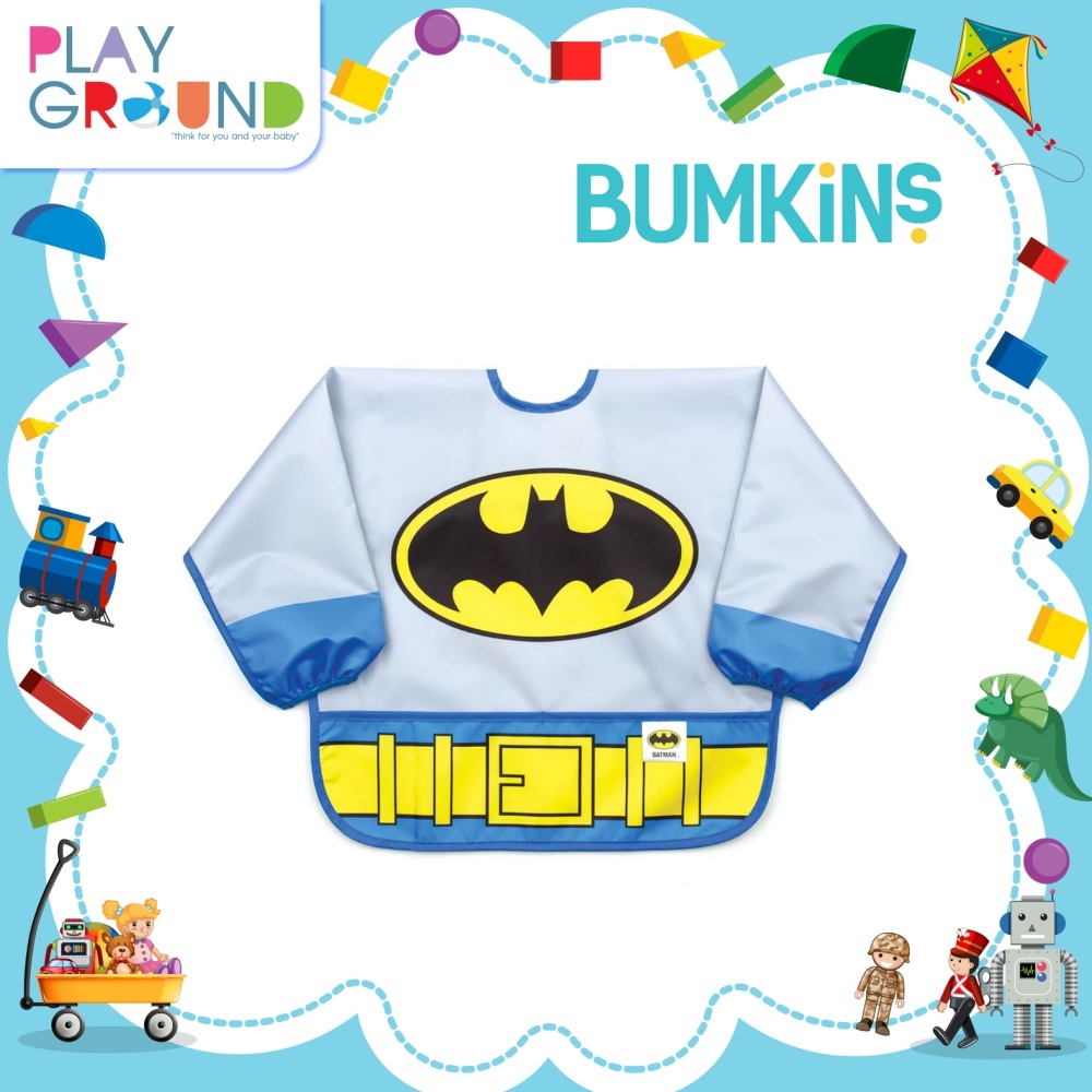 BUMKINS ผ้ากันเปื้อนเด็ก แบบแขนยาว ซุปเปอร์ฮีโร่ Costume Sleeved Bib สำหรับเด็ก 6-24 เดือน