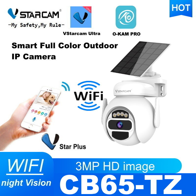 Vstarcam Cb65 3 Megapixel Resolution (1296P) Wireless Outdoor Cctv Camera, Waterproof, Comes with a Solar Cell Panel, Has Ai+ Alarm Detector. ราคา 999 บาท*ส่งฟรี