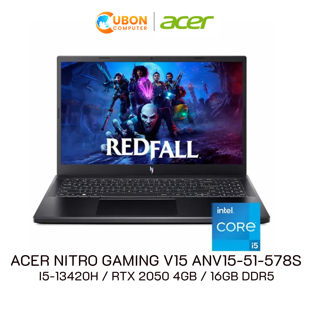 ACER NITRO GAMING V15 ANV15-51-578S NOTEBOOK (โน๊ตบุ๊ค) INTEL CORE I5-13420H / RTX 2050 4GB / 16GB DDR5 / 512GB / WIN11 - ยี่ห้อ Acer ราคา 23,990 บาท*ส่งฟรี