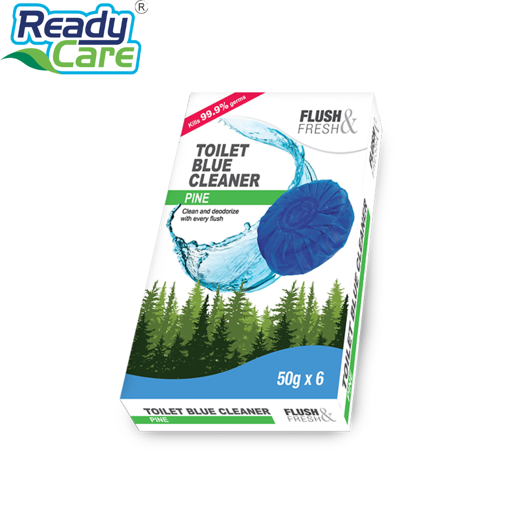 ก้อนทำความสะอาดโถสุขภัณฑ์ (Flush&Fresh Toilet Blue Cleaner) กลิ่นไพพ์ ขนาด 50 กรัม แพค 6 ก้อน (6x50 กรัม) แบรนด์ Readycare ราคา 144 บาท*ส่งฟรี