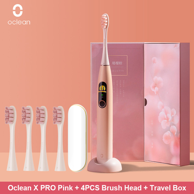 Oclean X Pro แปรงสีฟันไฟฟ้าพลังคลื่นเสียงผู้ใหญ่ IPX7อัลตราโซนิกอัตโนมัติ Fast ชาร์จแปรงฟันสีชมพู